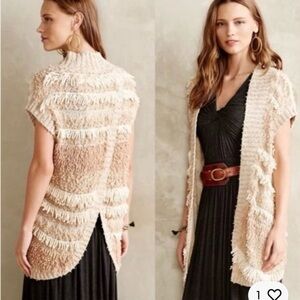 Anthropologie Moth Womens XS/S Boho Shaggy Open Front Hippie Cardigan‎ Sweater